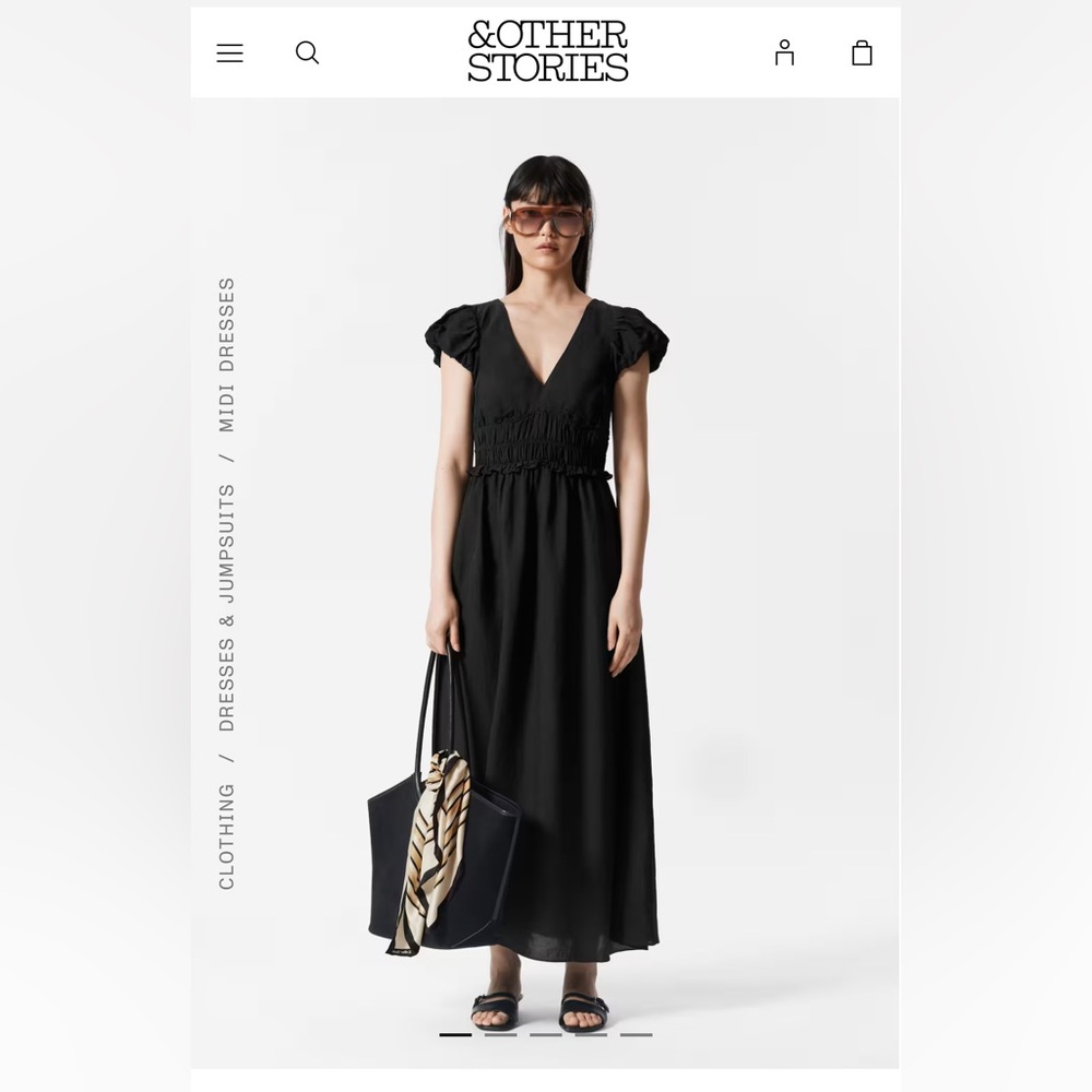 & Other Stories BUBBLE-SLEEVE MIDI DRESS